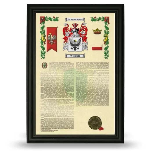 Wojcinski Armorial History Framed - Black