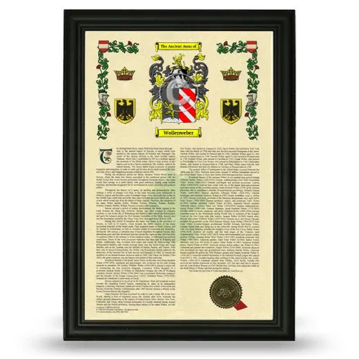 Wollenweber Armorial History Framed - Black