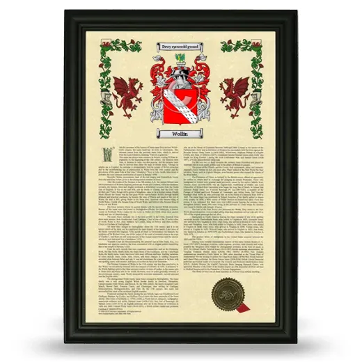 Wollin Armorial History Framed - Black