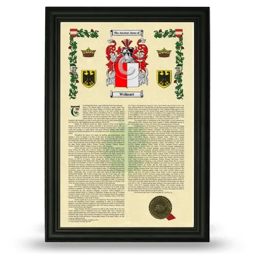Wolmart Armorial History Framed - Black