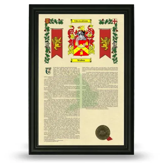 Wolves Armorial History Framed - Black