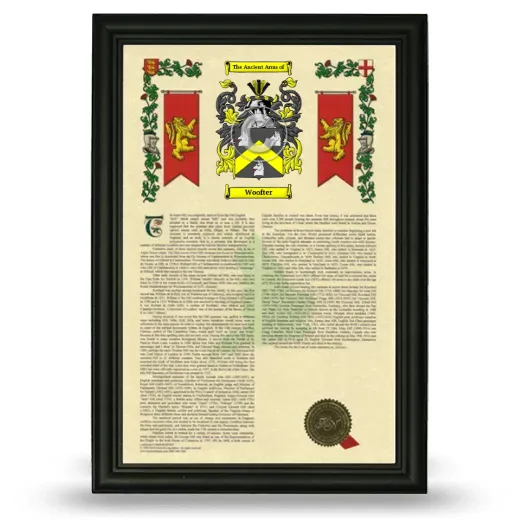 Woofter Armorial History Framed - Black