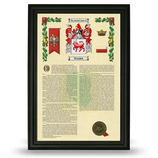 Wozniak Armorial History Framed - Black