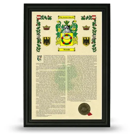 Wreede Armorial History Framed - Black
