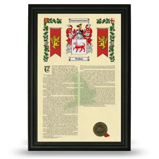 Wulsay Armorial History Framed - Black