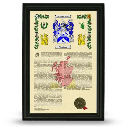 Wyntoun Armorial History Framed - Black