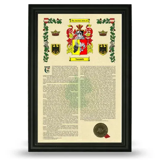 Yannick Armorial History Framed - Black
