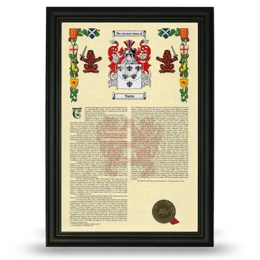 Yarro Armorial History Framed - Black