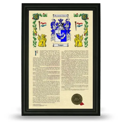 Yauger Armorial History Framed - Black