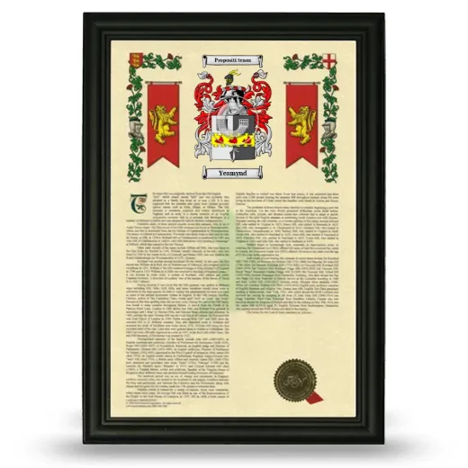 Yeamynd Armorial History Framed - Black