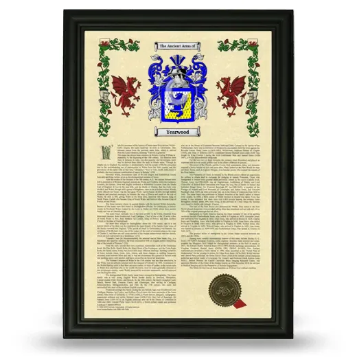 Yearwood Armorial History Framed - Black