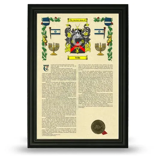 Yelin Armorial History Framed - Black