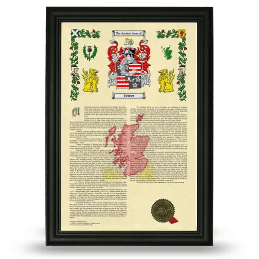 Yester Armorial History Framed - Black
