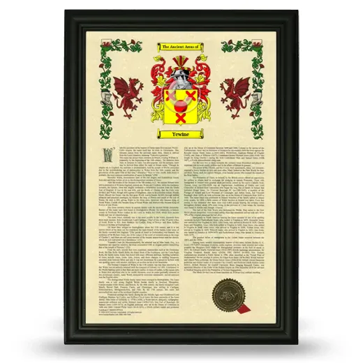 Yewine Armorial History Framed - Black