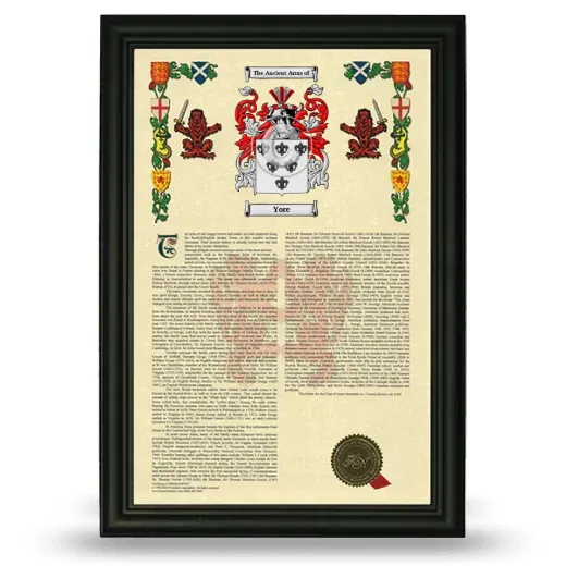 Yore Armorial History Framed - Black