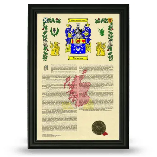Yorkstone Armorial History Framed - Black