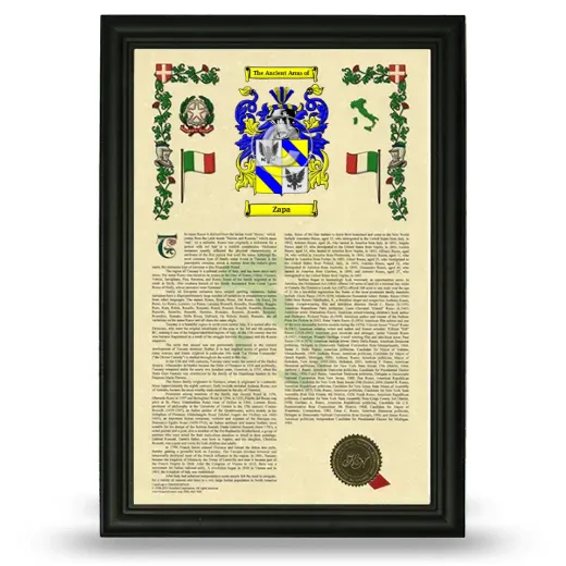 Zapa Armorial History Framed - Black