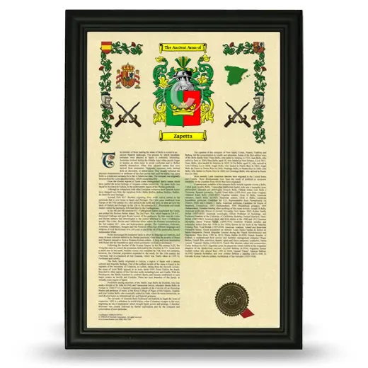 Zapetta Armorial History Framed - Black