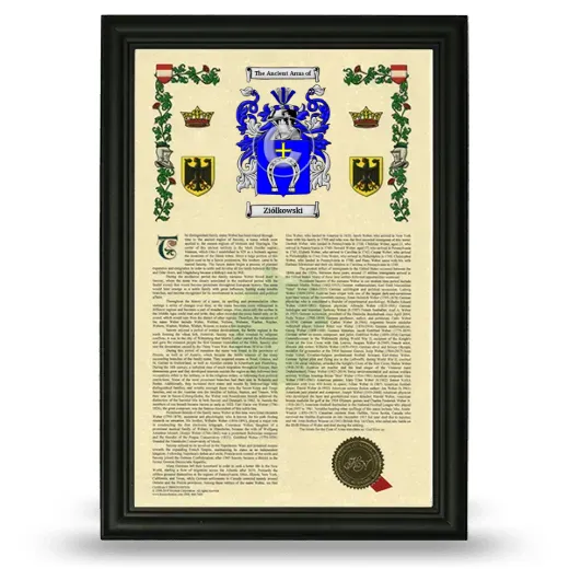 Ziólkowski Armorial History Framed - Black