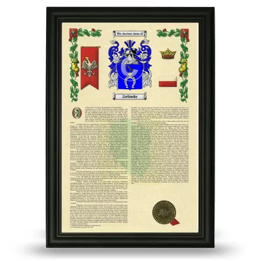 Zielinsky Armorial History Framed - Black