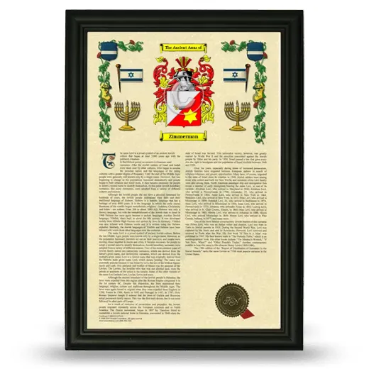 Zimmerman Armorial History Framed - Black