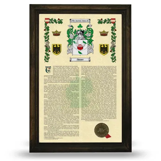 Zinner Armorial History Framed - Brown