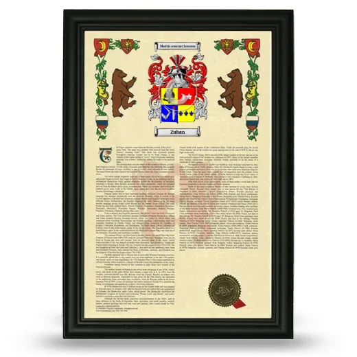Zuban Armorial History Framed - Black