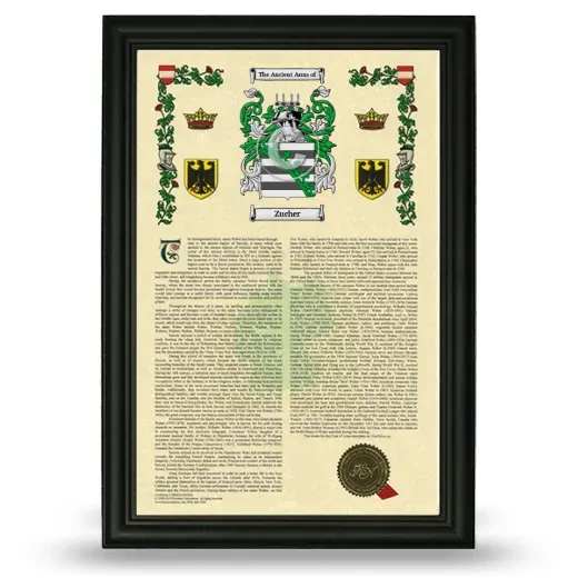 Zucher Armorial History Framed - Black