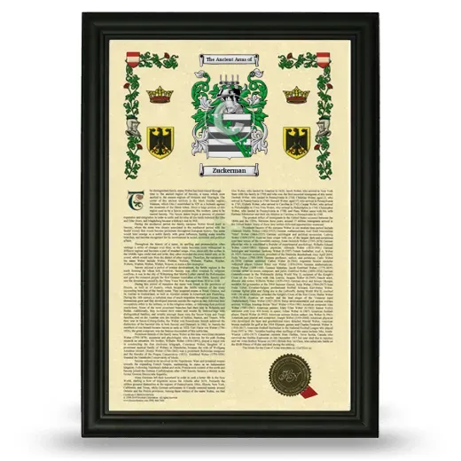 Zuckerman Armorial History Framed - Black