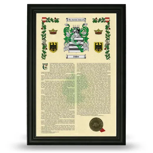 Zuker Armorial History Framed - Black