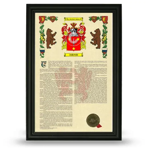 Zukovski Armorial History Framed - Black