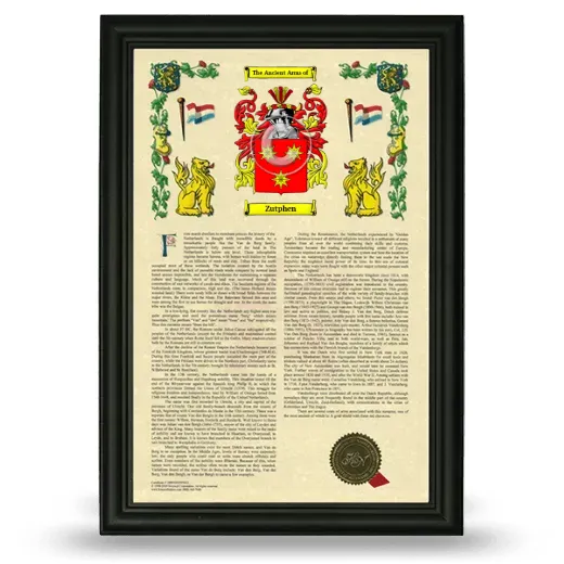 Zutphen Armorial History Framed - Black