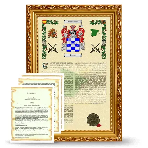 Álvarez Framed Armorial History and Symbolism - Gold
