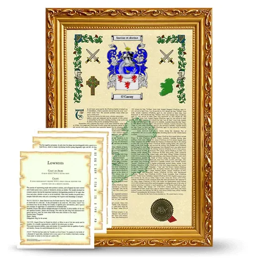 O'Carny Framed Armorial History and Symbolism - Gold