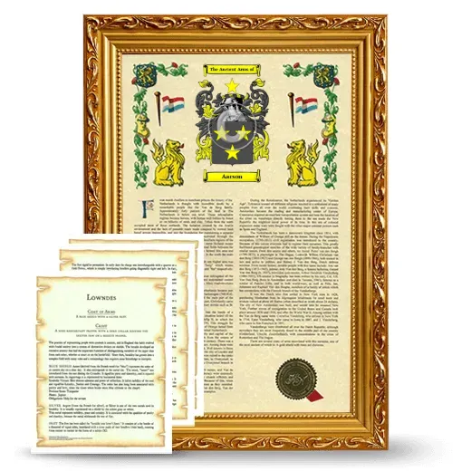 Aarson Framed Armorial History and Symbolism - Gold
