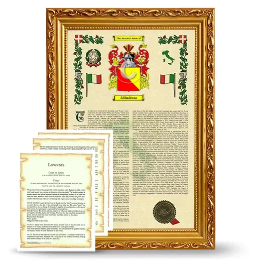 Abbadessa Framed Armorial History and Symbolism - Gold