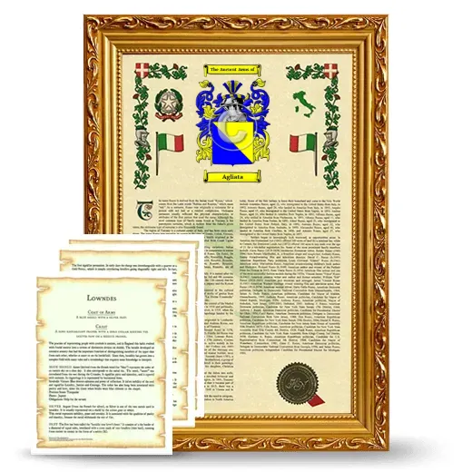 Agliata Framed Armorial History and Symbolism - Gold