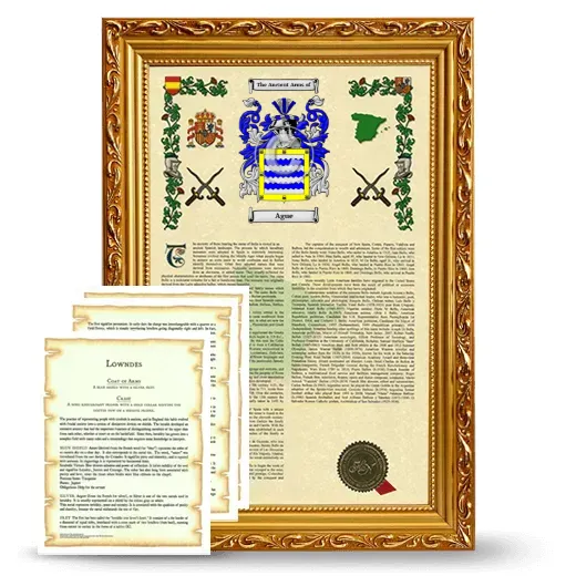 Ague Framed Armorial History and Symbolism - Gold