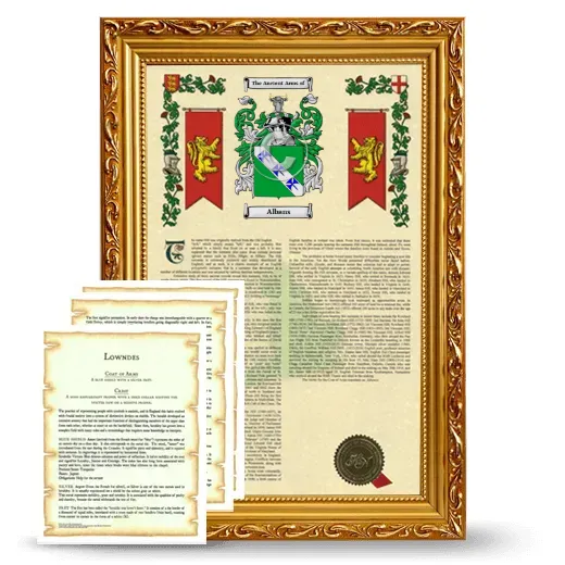 Albans Framed Armorial History and Symbolism - Gold
