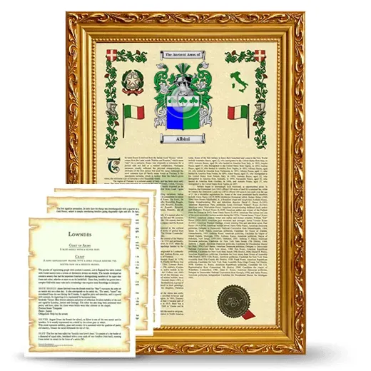 Albini Framed Armorial History and Symbolism - Gold