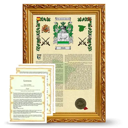 Alcala Framed Armorial History and Symbolism - Gold
