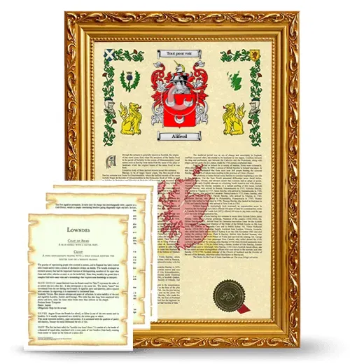 Aliferd Framed Armorial History and Symbolism - Gold