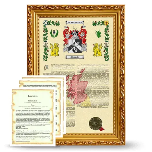Alisandre Framed Armorial History and Symbolism - Gold