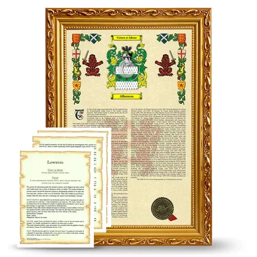 Allanson Framed Armorial History and Symbolism - Gold