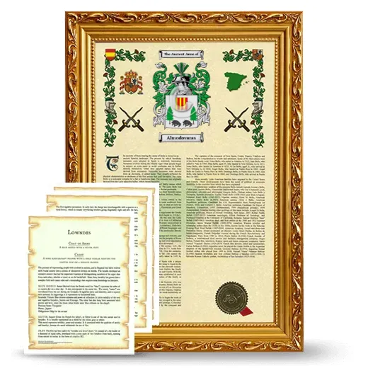 Almodovaras Framed Armorial History and Symbolism - Gold