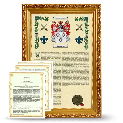 Amoureux Framed Armorial History and Symbolism - Gold
