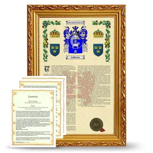 Framed Armorial History and Symbolism - Gold