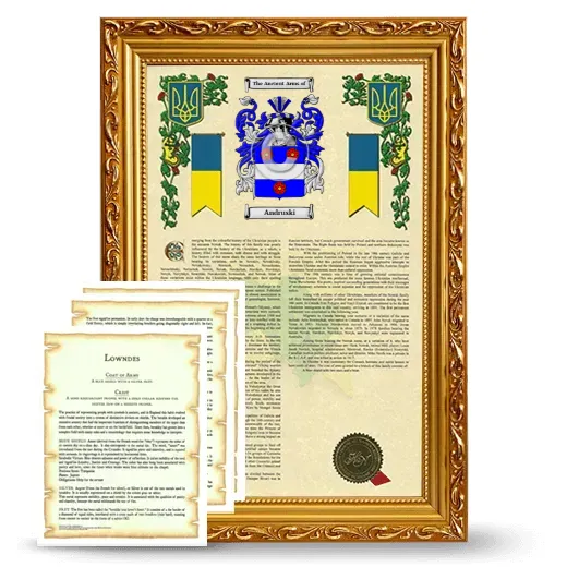 Andruski Framed Armorial History and Symbolism - Gold