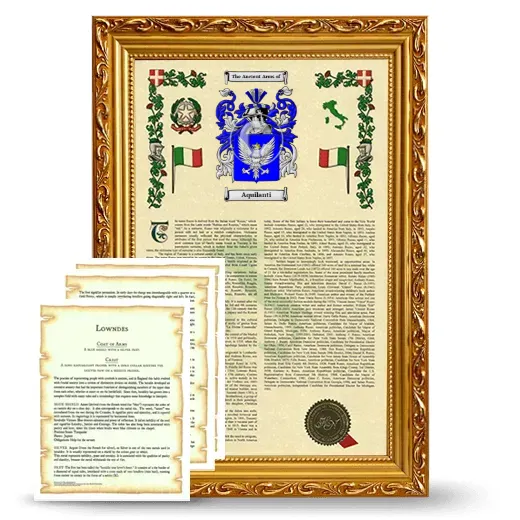 Aquilanti Framed Armorial History and Symbolism - Gold