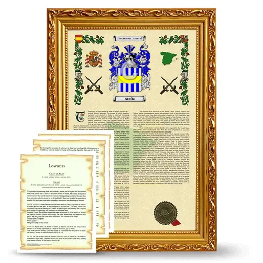 Araúz Framed Armorial History and Symbolism - Gold